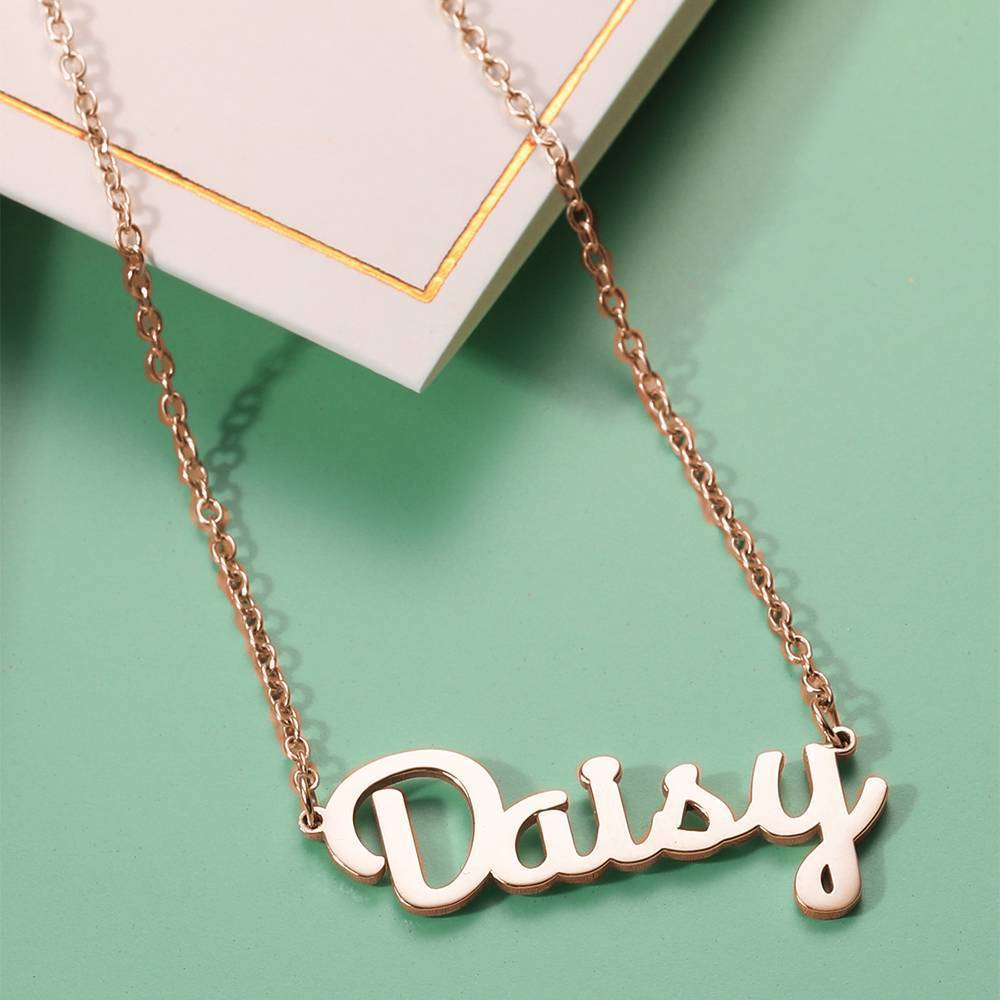 Name Necklace Rose Gold Plated Silver - 