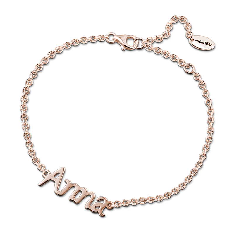 Personalized Name Bracelet Rose Gold Plated Silver - Length Adjustable - 