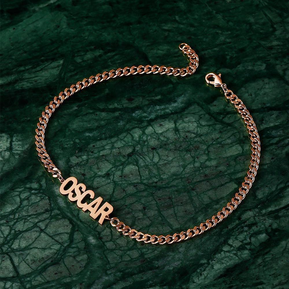 Men's Bracelet Engraved Bent card Bracelet  Gift for Boy - Rose Gold - soufeelus