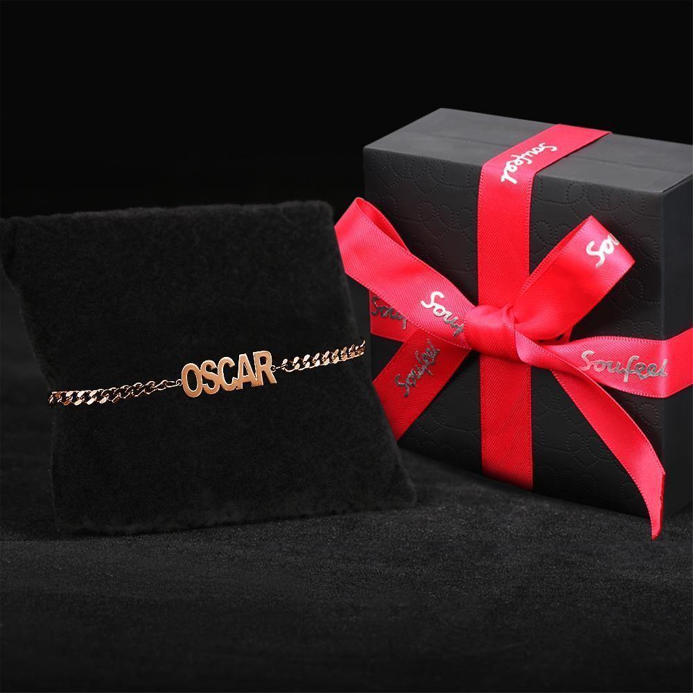 Men's Bracelet Engraved Bent card Bracelet  Gift for Boy - Rose Gold - soufeelus
