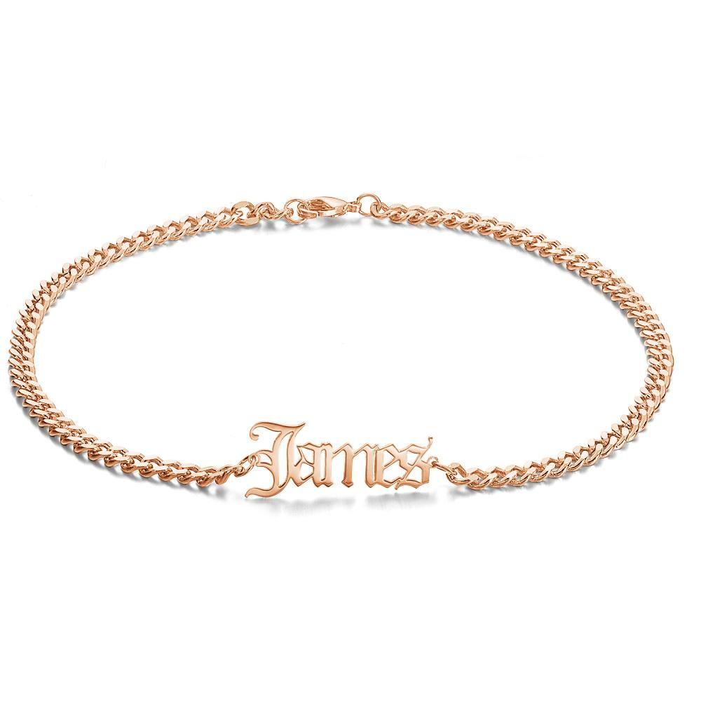 Custom Men's Bracelet Engraved Bent card Bracelet Gift for Lovers - Gold Plated - 