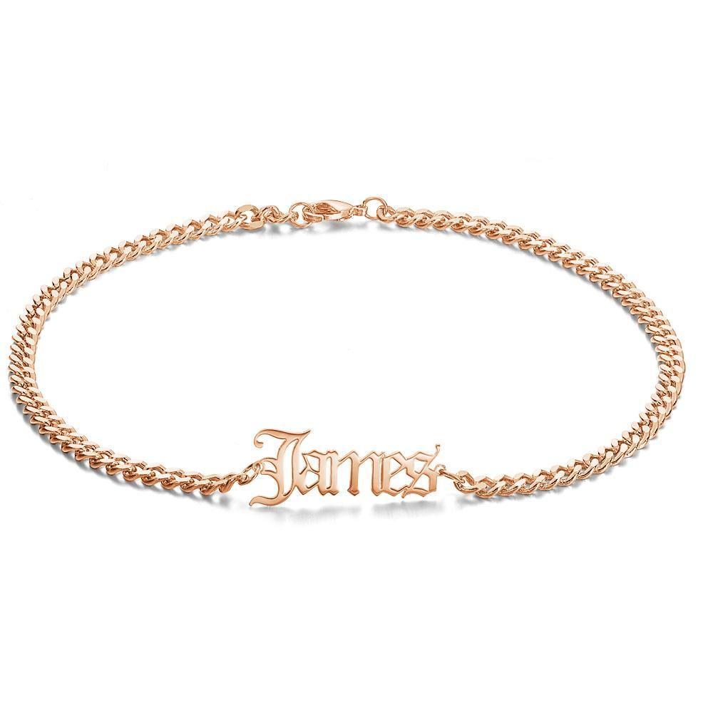 Custom Men’s Bracelet Dainty Name Bracelet Hypoallergenic Gift for Boyfriend - 14k Gold Plated - 