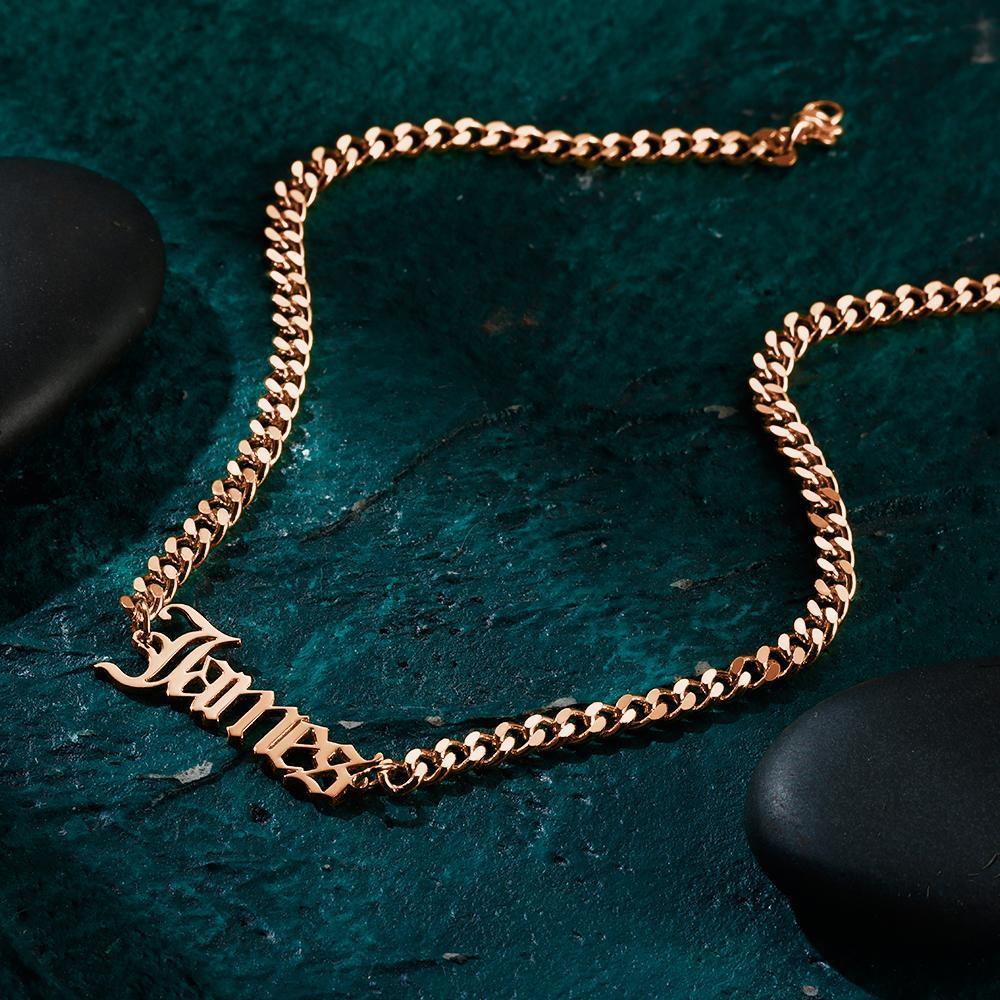 Custom Men's Bracelet Engraved Bentcard Bracelet Gift for Lovers - Rose Gold Plated - 
