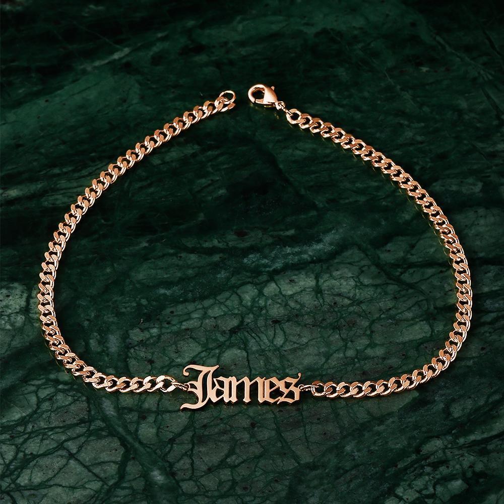 Custom Men's Bracelet Engraved Bentcard Bracelet Gift for Lovers - Rose Gold Plated - 