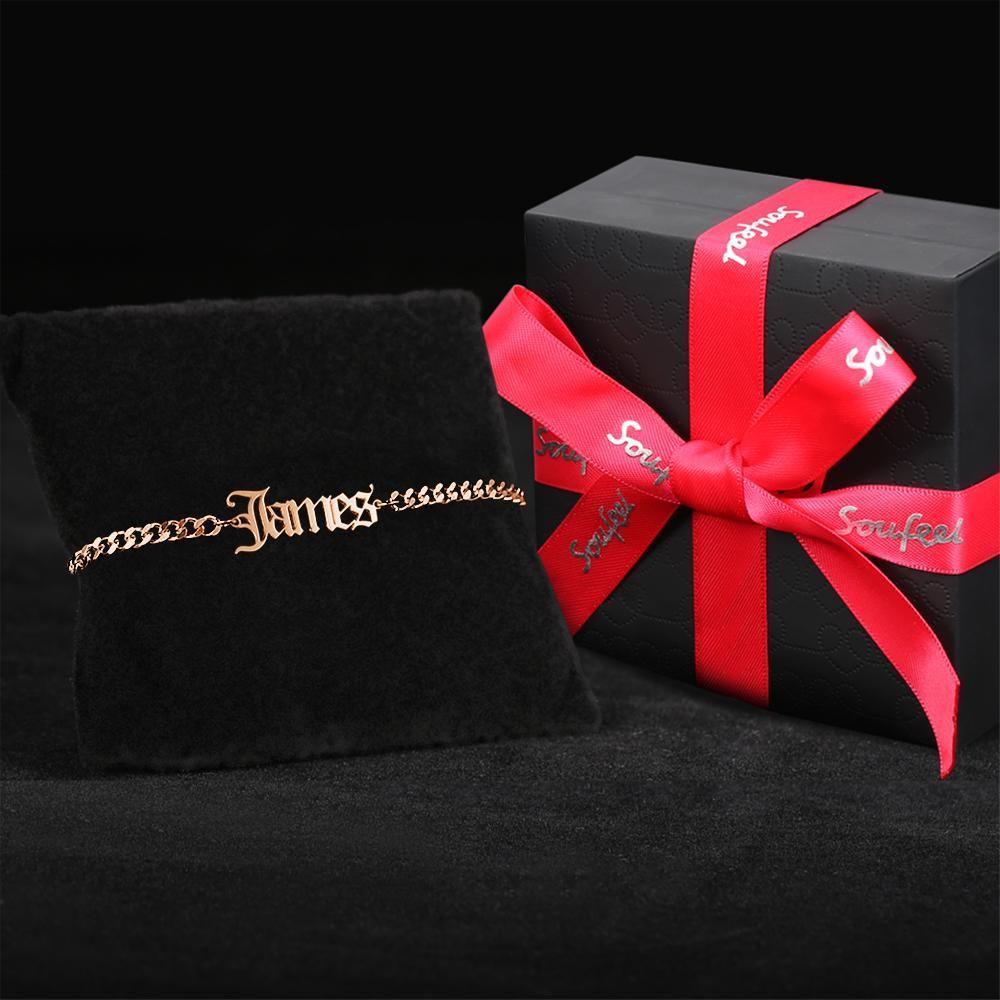 Custom Men's Bracelet Engraved Bent card Bracelet Gift for Lovers - Gold Plated - 