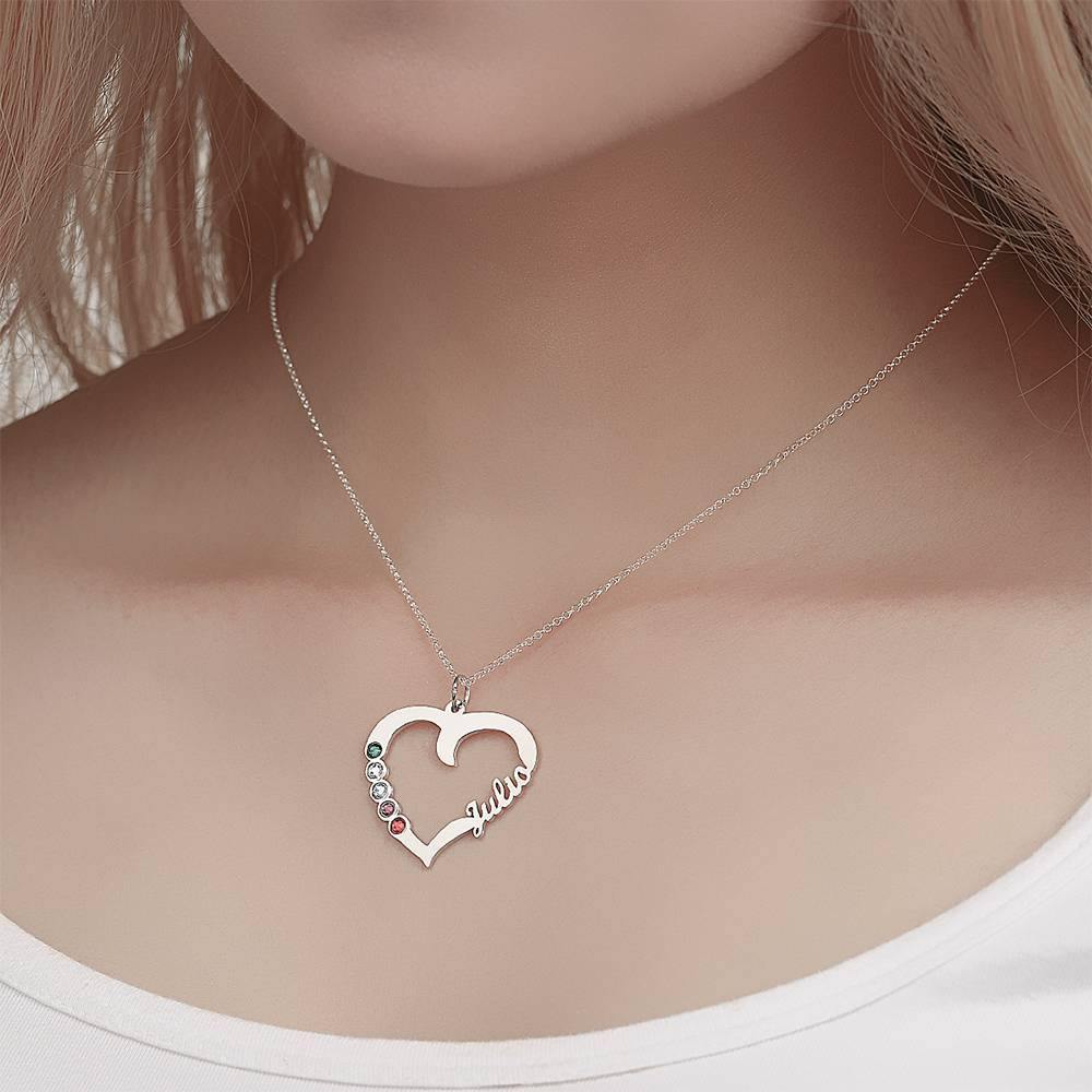 Name Necklace with Five Birthstones Silver -
