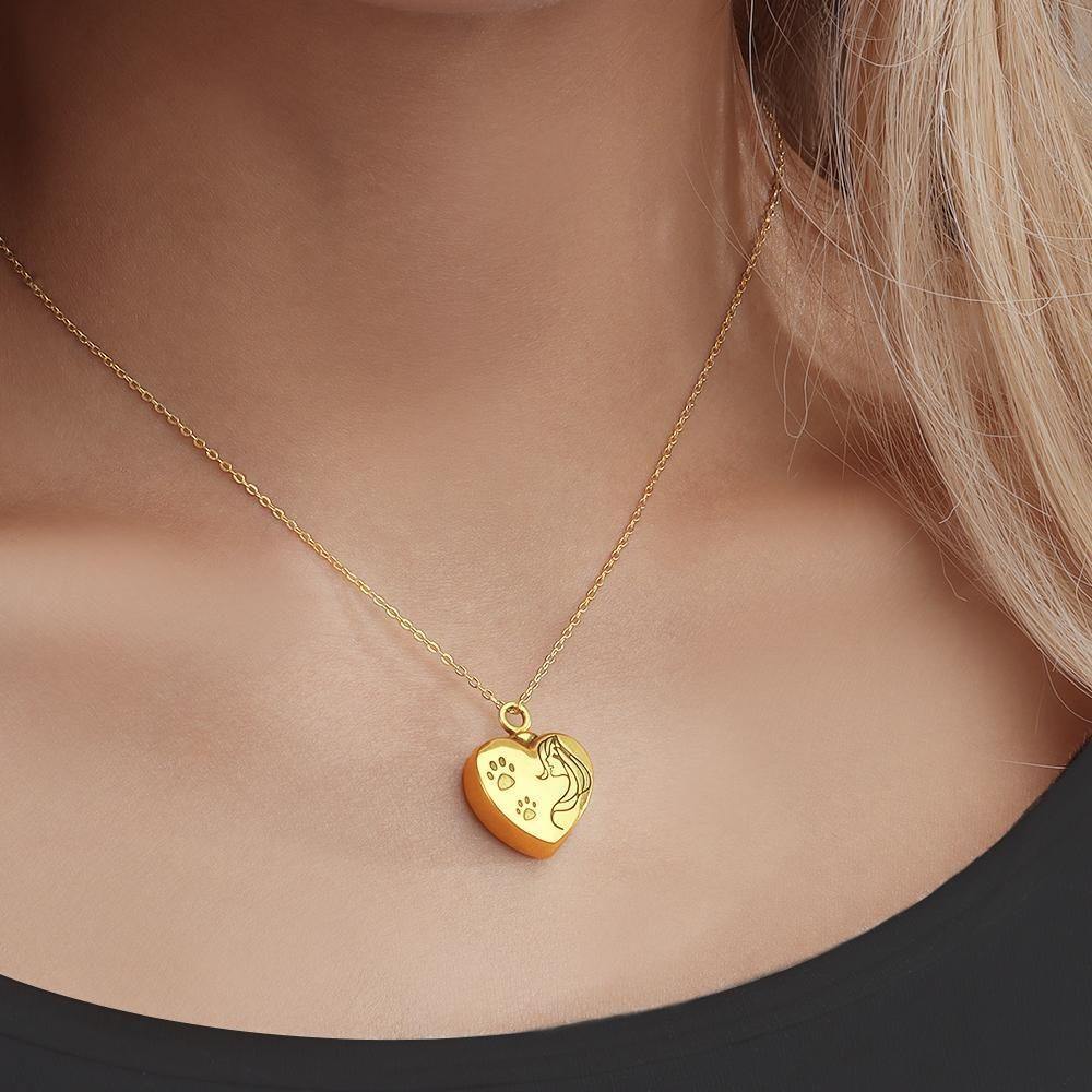 Custom Urn NecklacePhoto Necklace Cremation - Gold Plated - soufeelus