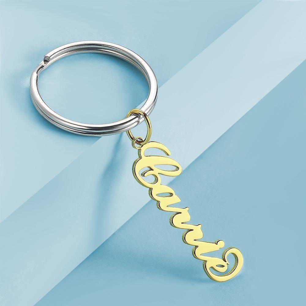 Custom Name Keychain Gold Plated -