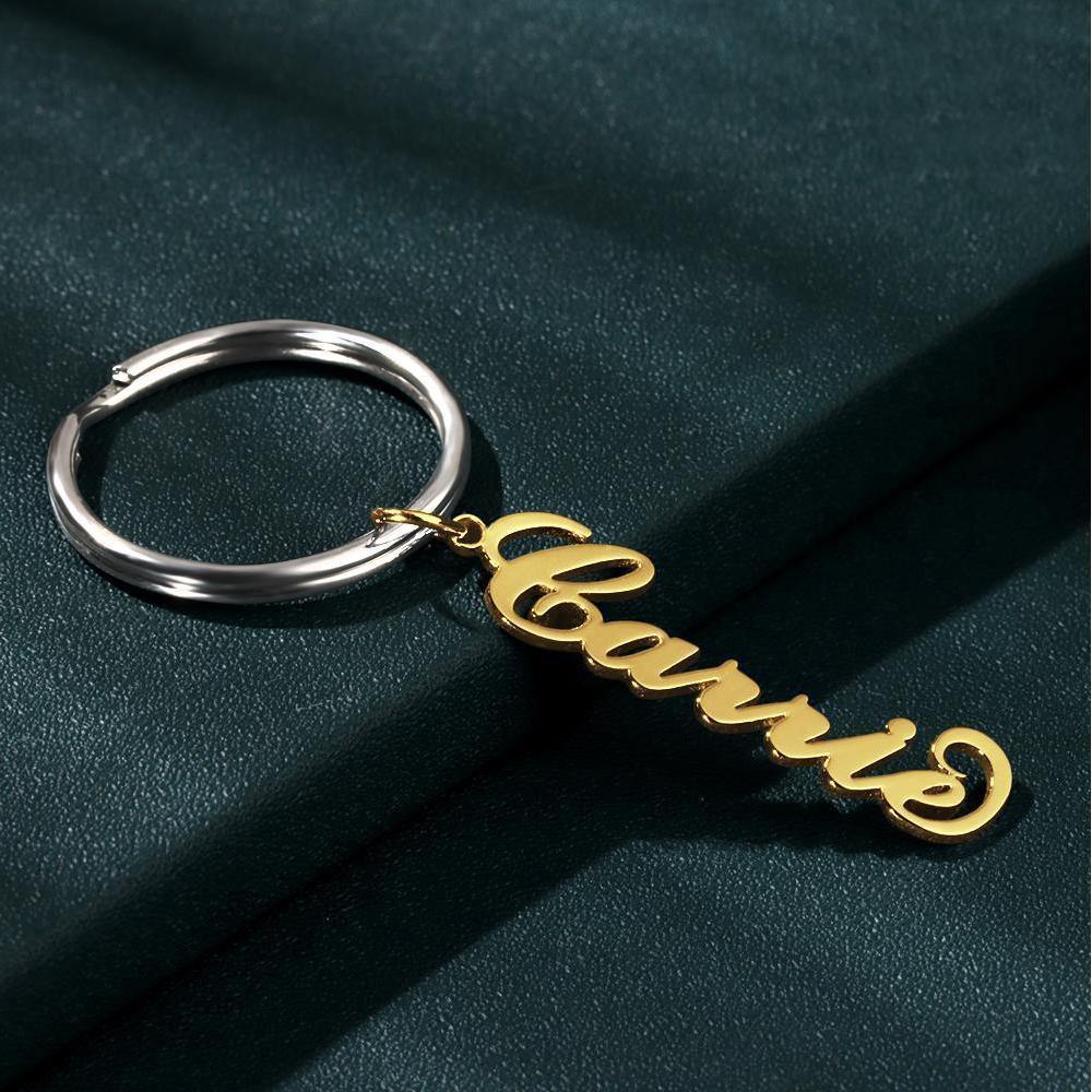 Custom Name Keychain Gold Plated -