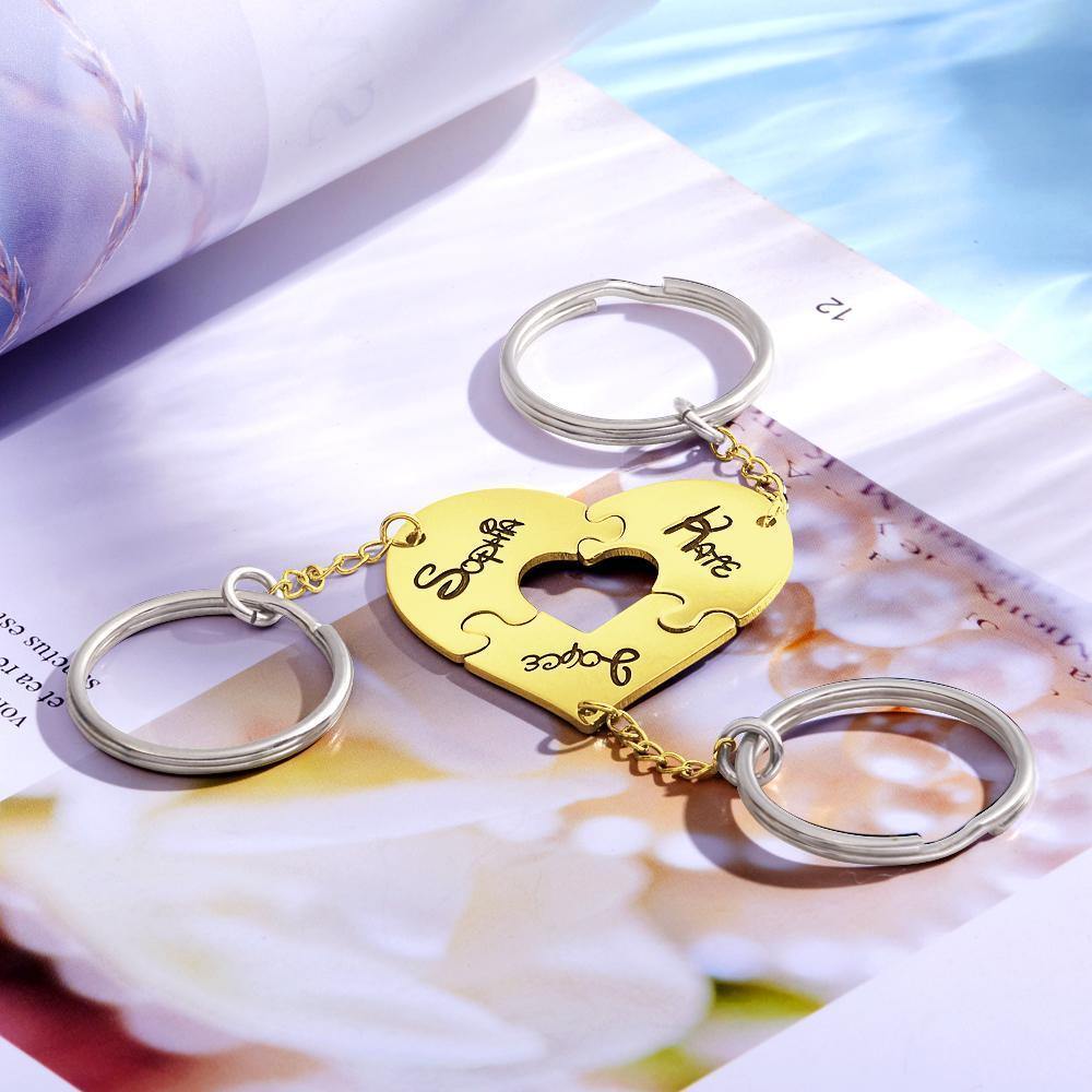 Engraved Keychain, Name Keychain Memorial Gifts 14k Gold Plated - 