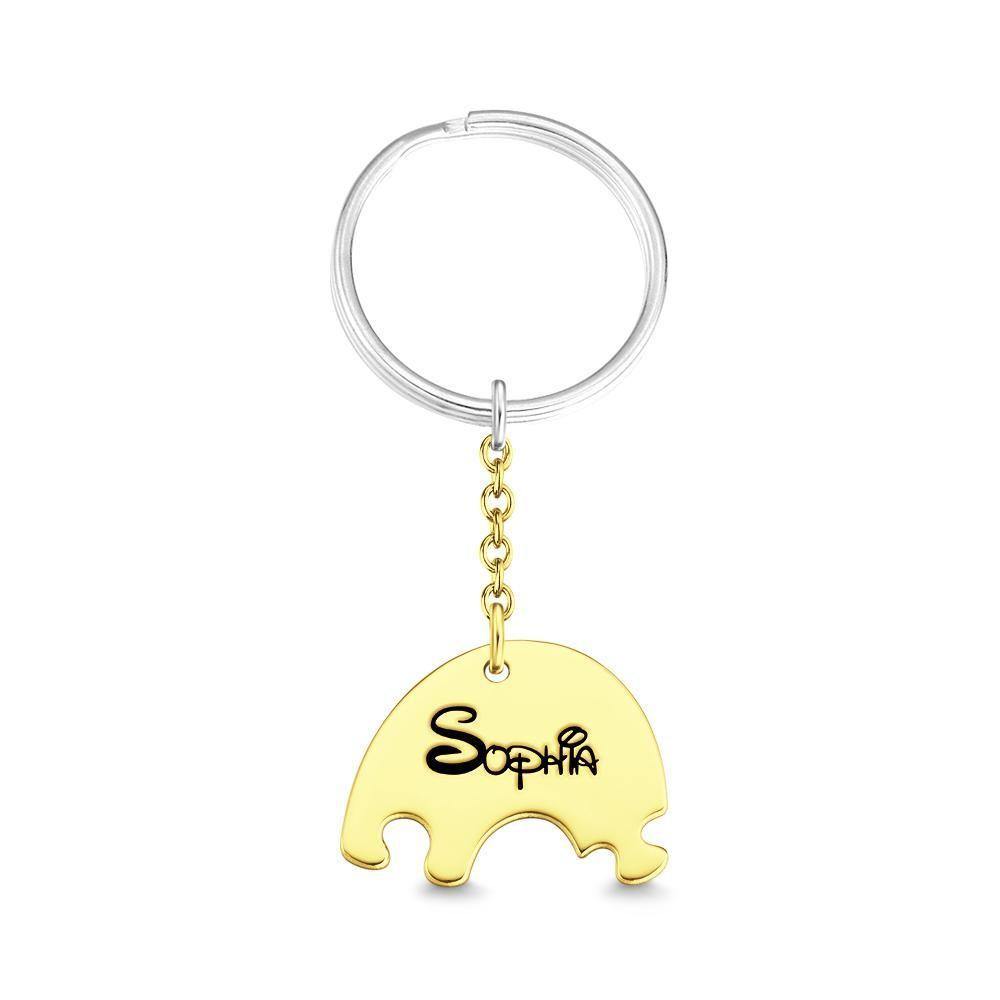 Engraved Keychain, Name Keychain Memorial Gifts 14k Gold Plated - 