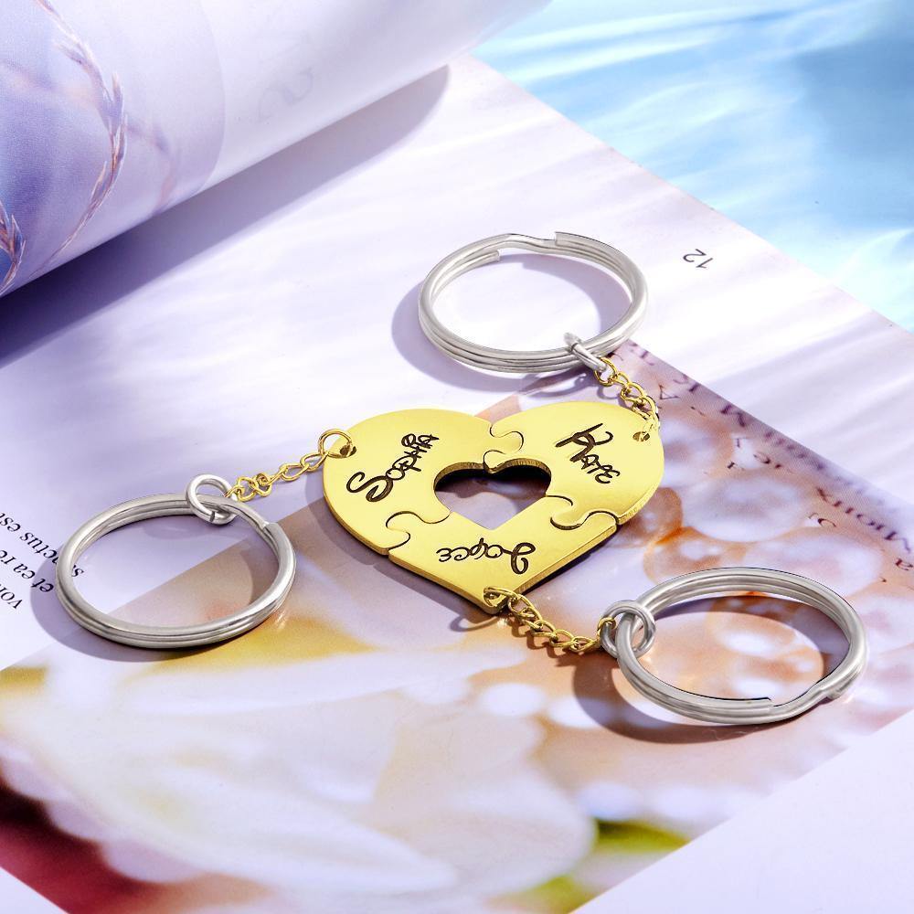 Engraved Keychain, Name Keychain 14k Gold Plated Unique Gifts -