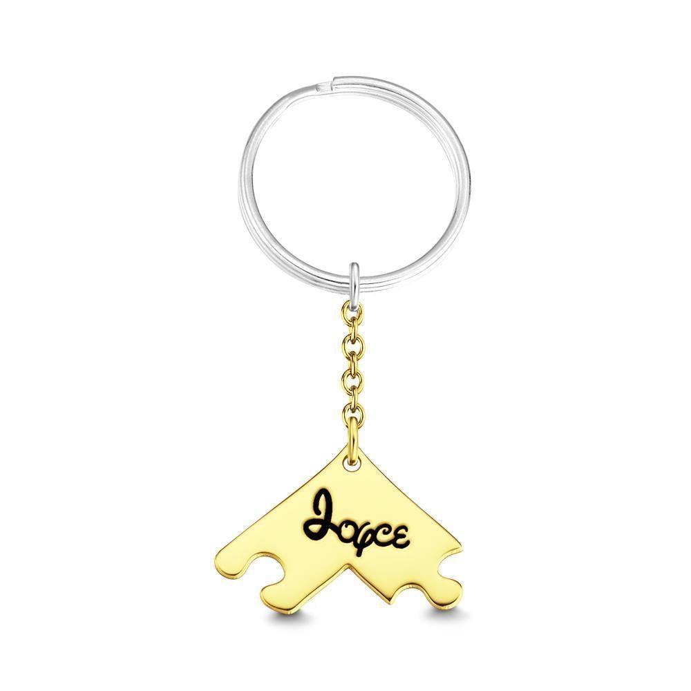 Engraved Keychain, Name Keychain 14k Gold Plated Unique Gifts -