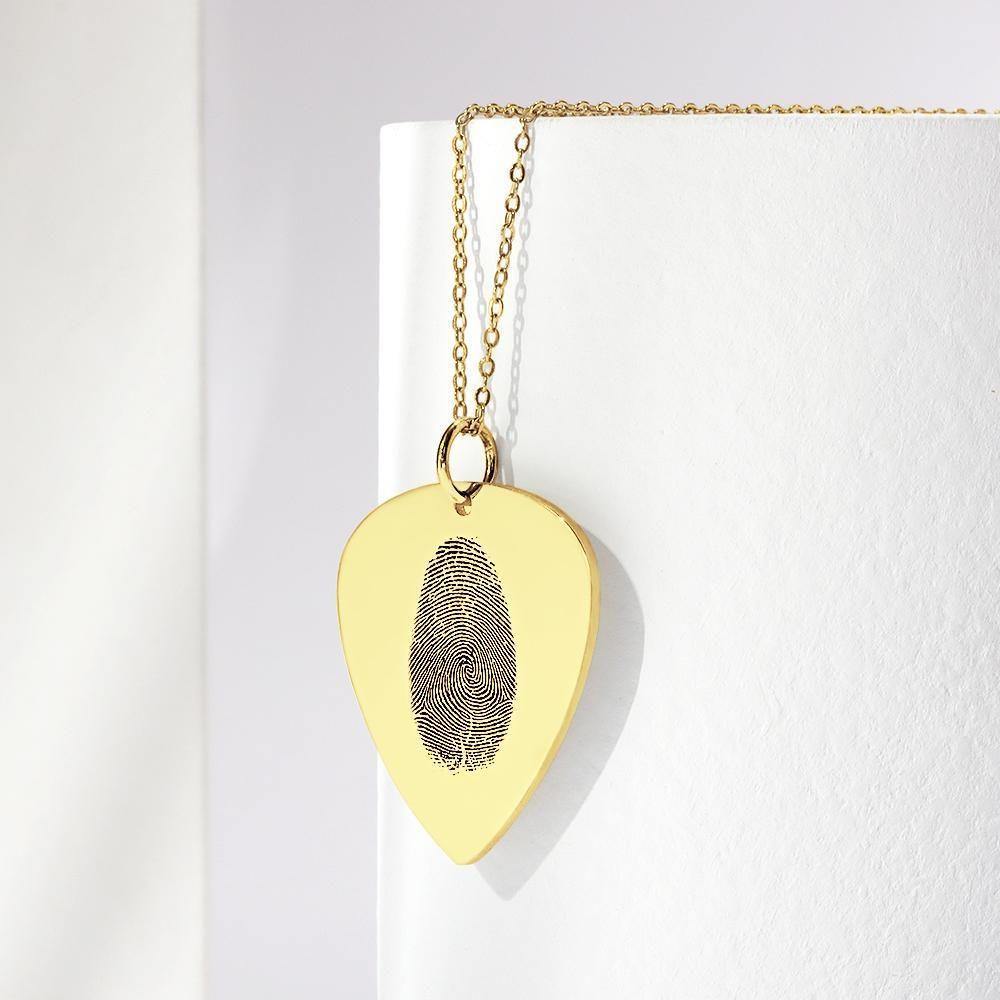 Actual Fingerprint Necklace Guitar Pick Necklace Memorial Gift for Him 14k Gold Plated - soufeelus