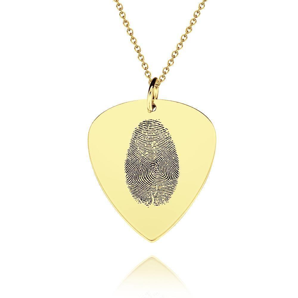 Actual Fingerprint Necklace Guitar Pick Necklace Memorial Gift for Him Rose Gold Plated - soufeelus