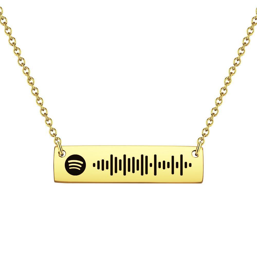 Scannable Spotify Code Bar Necklace Engraved Necklace Gifts for Her 50cm+5cm - 