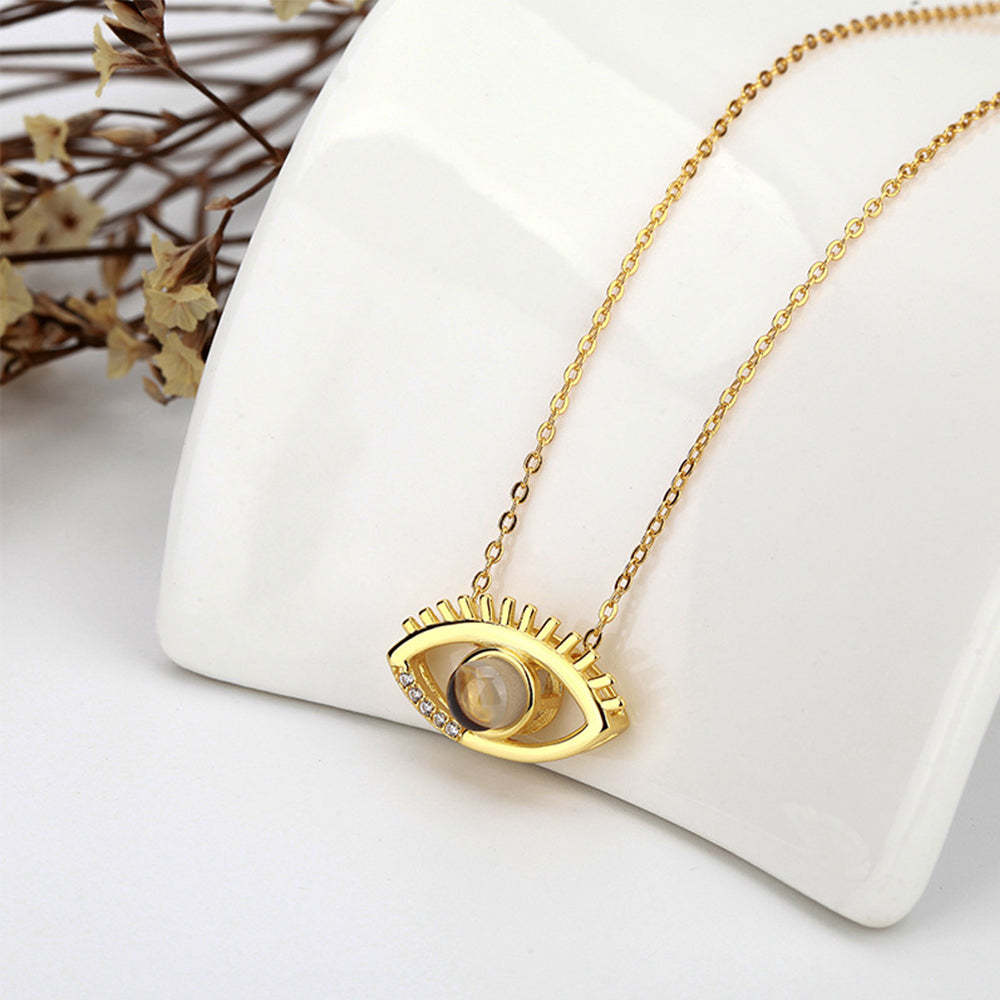 Custom Projection Necklace Love Eye Shape Photo Necklace Gift for Her - soufeelmy