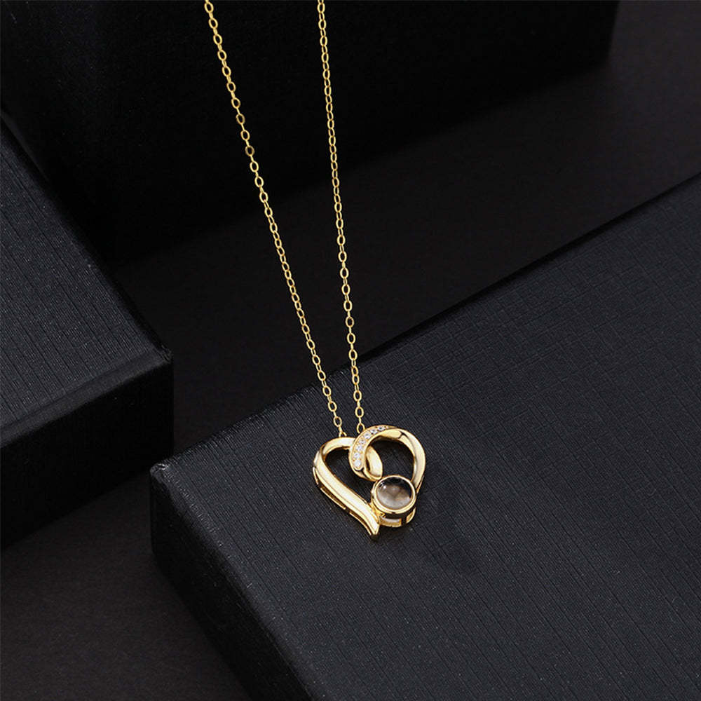 Custom Projection Necklace Ribbon Design Heart Shaape Photo Necklace Gift for Her - soufeelmy