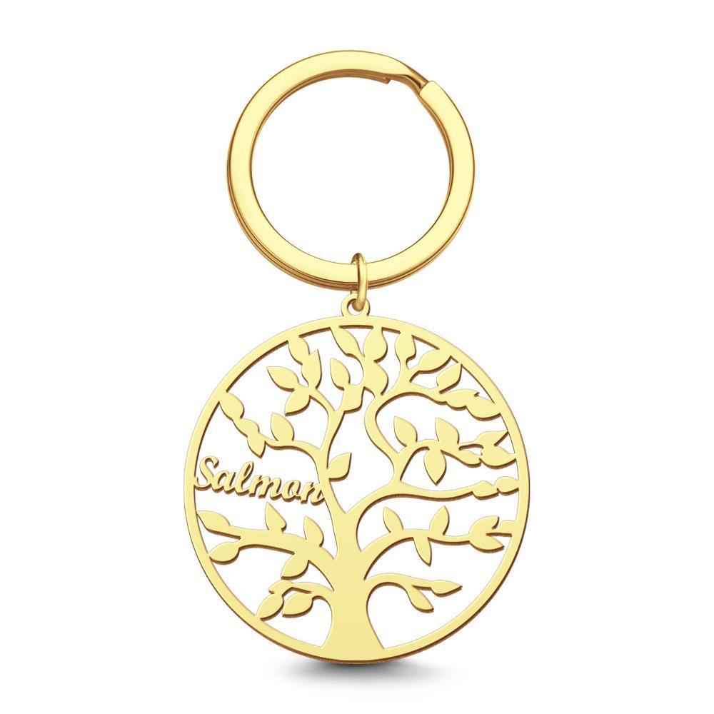 Name Keychain Family Tree Keychain Gifts for Grandma Memorial Gifts Rose Gold Plated 1-9 Names - 