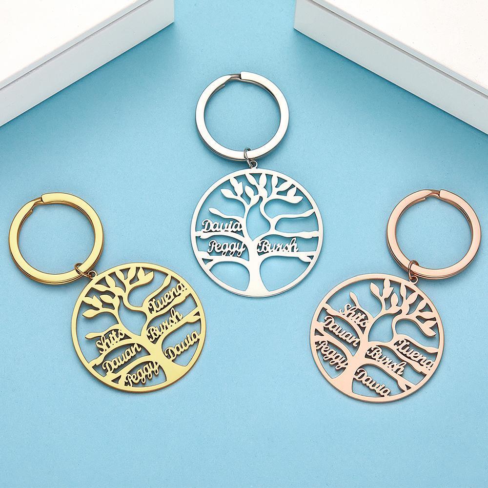 Name Keychain Family Tree Keychain Gifts for Women 1-9 Names - 