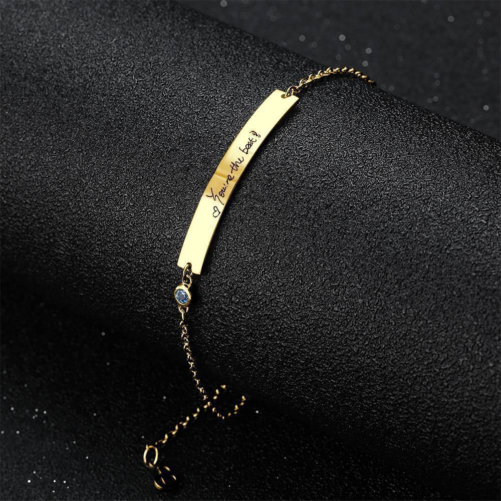 Personalized Photo Bracelet, Handwriting Bracelet 14K Plated Gold - Golden - soufeelus