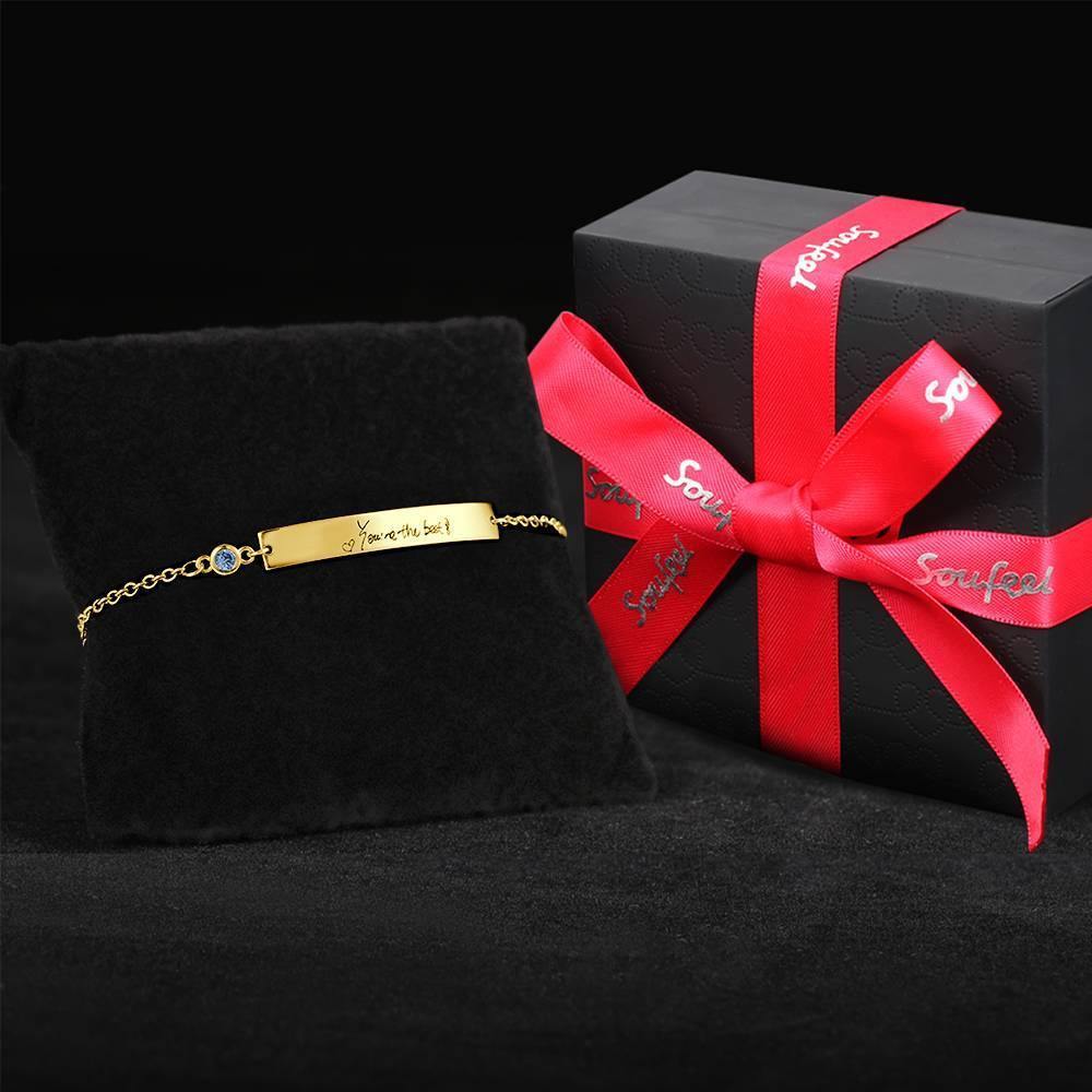 Personalized Photo Bracelet, Handwriting Bracelet 14K Plated Gold - Golden - soufeelus