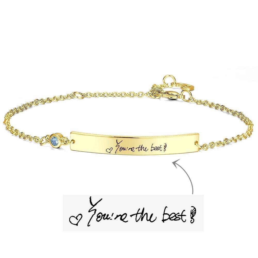Personalized Photo Bracelet, Handwriting Bracelet 14K Plated Gold - Golden - soufeelus