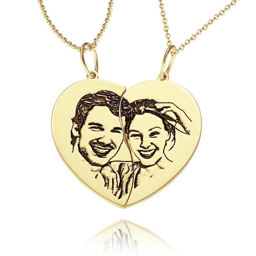 Couples Necklace Set Broken Heart Necklace for Couples Silver - soufeelus