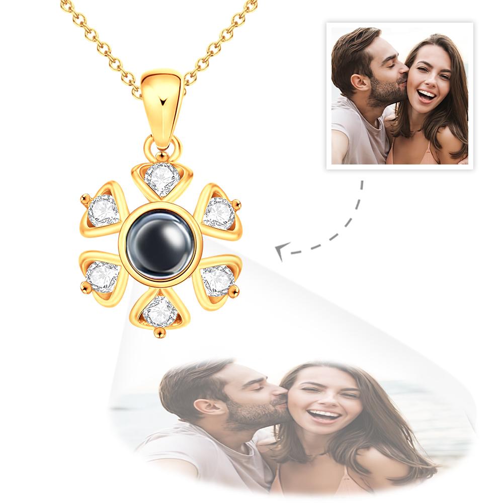Custom Photo Projection Necklace Personalized Sunflower Photo Necklace Gift for Her - soufeelmy