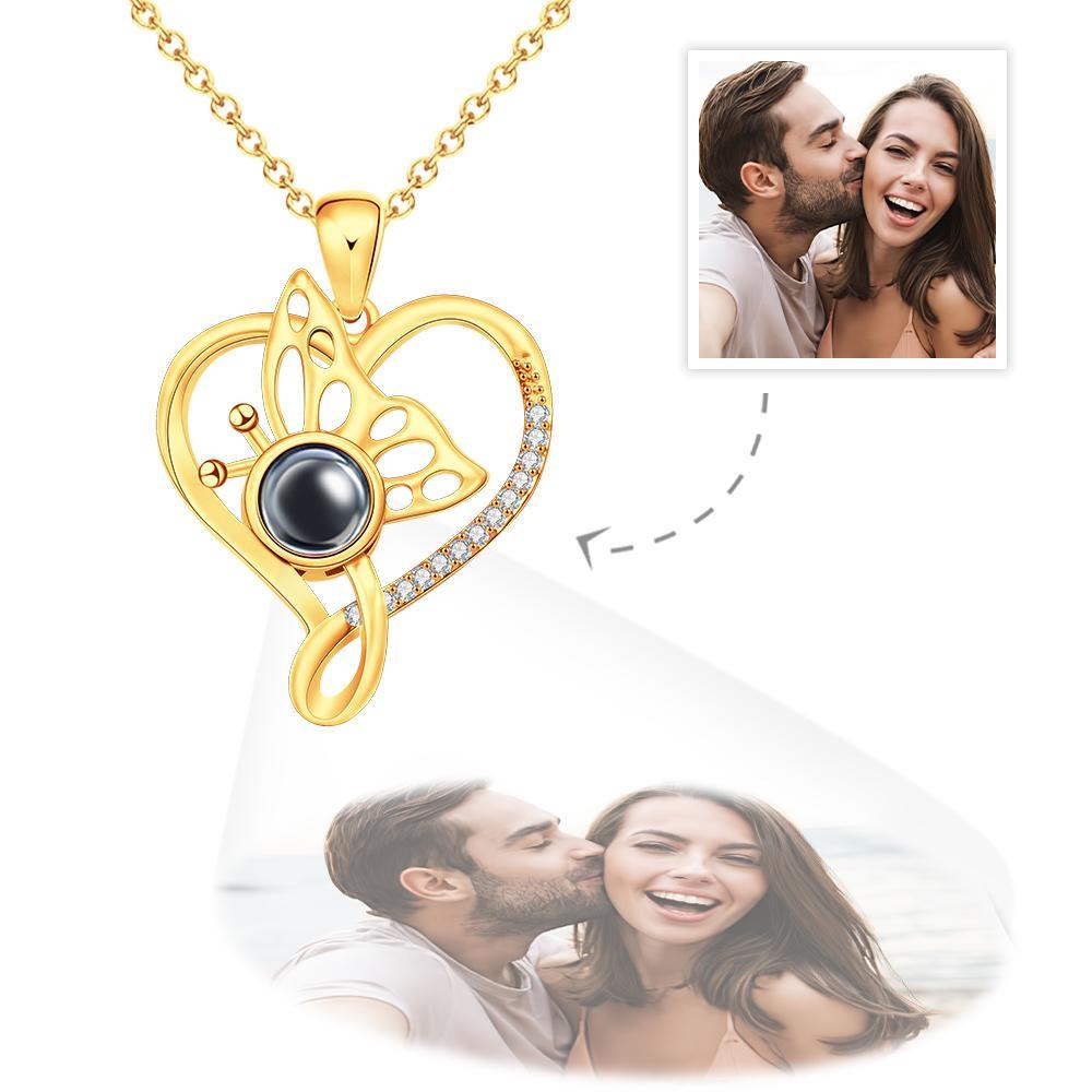 Custom Photo Projection Necklace Butterfly Heart Projection Necklace Creative Gift - soufeelmy