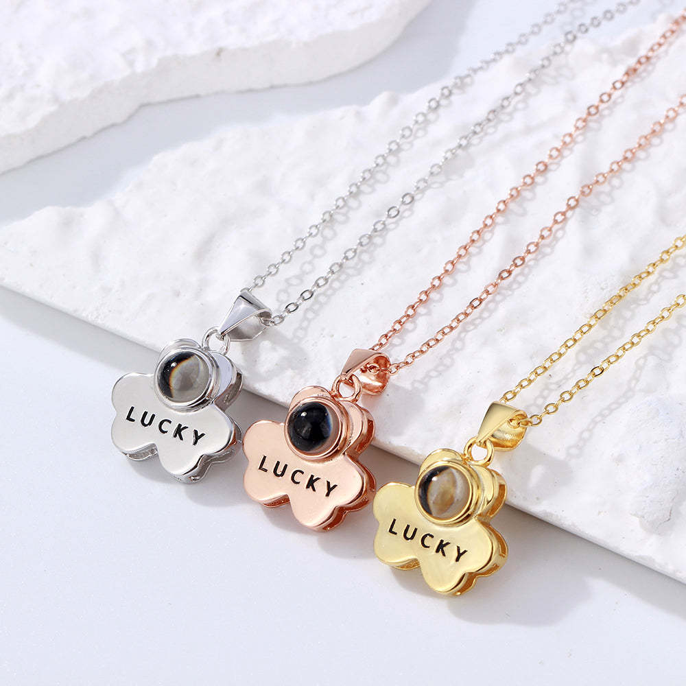 Custom Projection Necklace Lucky Bear Photo Necklace for Her - soufeelmy