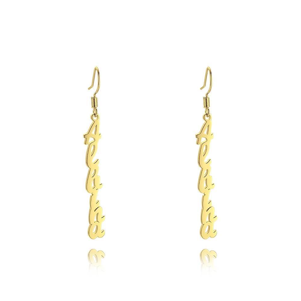 Name Earrings, Drop Earrings 14K Gold Plated Silver - 