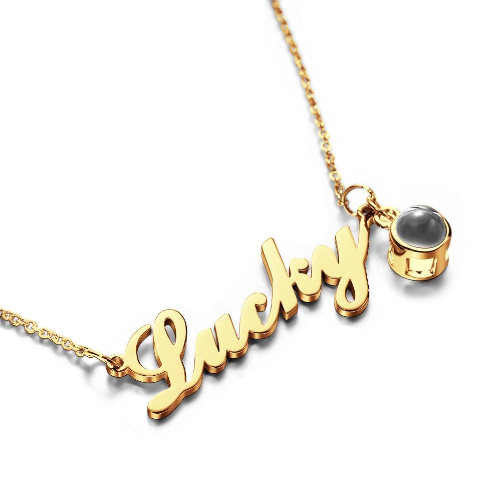 Custom Signature Lucky Name And Picture Projection Necklace Great Gift - soufeelmy