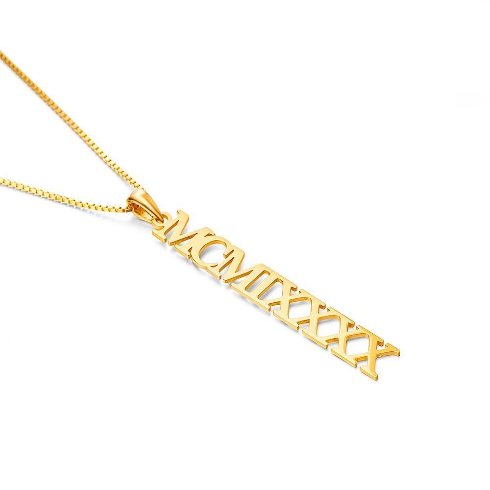 S925 Silver Personalized Roman Numerals Necklace Roman Numeral Pendant Birth Year Jewellery Custom Date Wedding Gifts Anniversary Gifts For Her - soufeelmy
