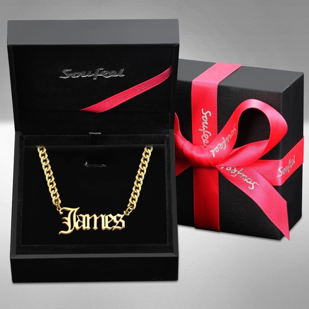 Custom Men’s Necklace Thick Chain Necklace Birthday Present Two Digits - Gold Plated - 