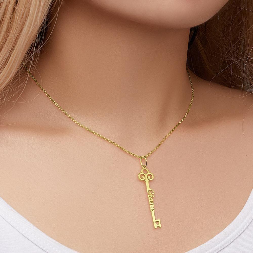Key Name Necklace Customized Gift Wedding Gift 14k Gold Plated Silver - 