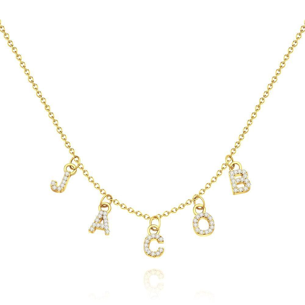 Custom Initial Necklace Name Necklace Gifts For Her Gift Letter Necklace 14k Gold Plated Silver - 