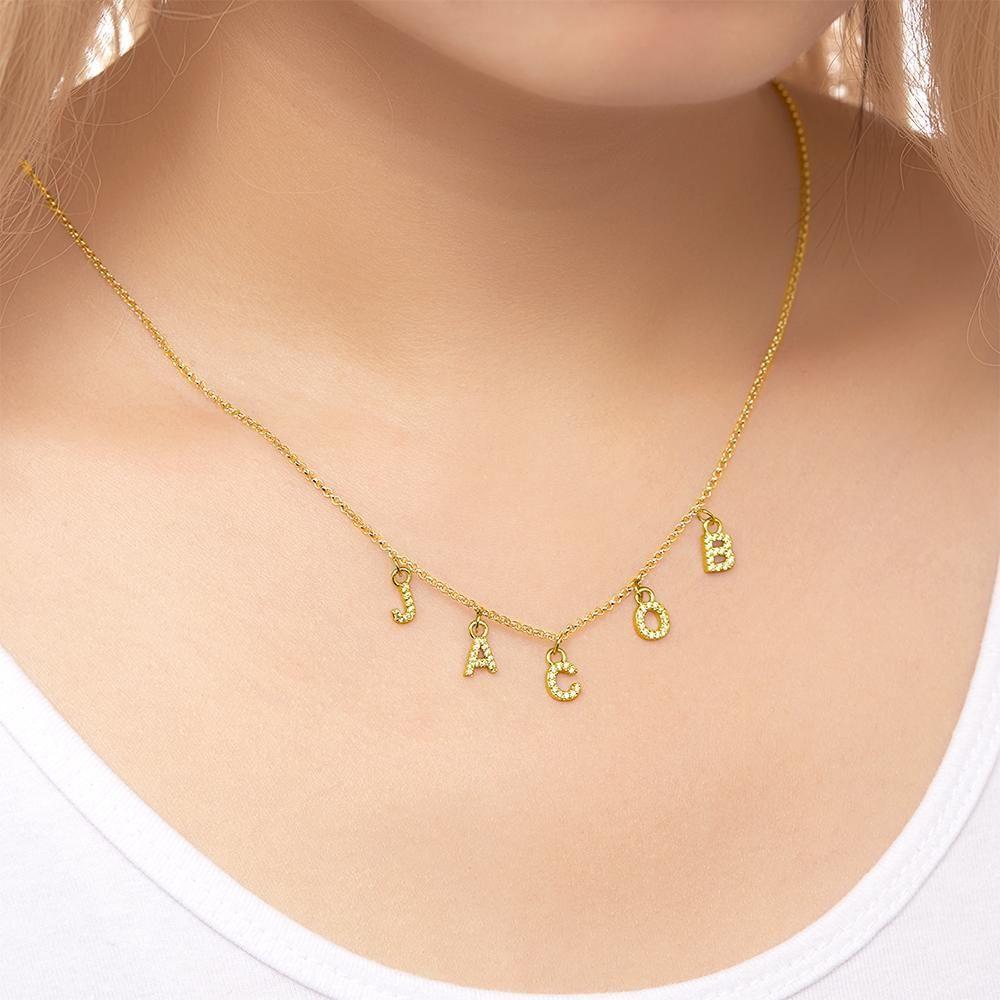 Custom Initial Necklace Name Necklace Gifts For Her Gift Letter Necklace 14k Gold Plated Silver - 