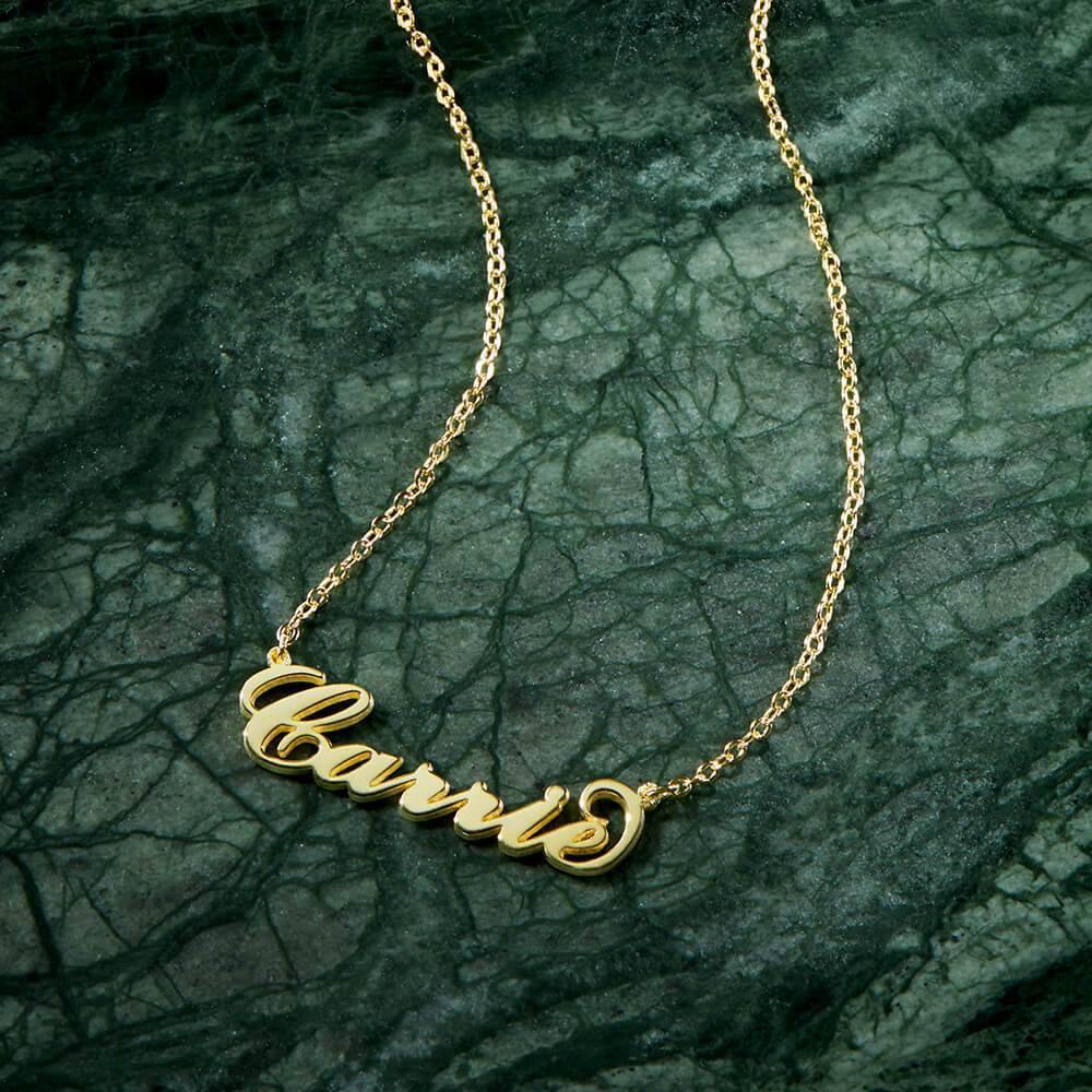 Carrie Style Name Necklace 14K Gold Plated - soufeelus