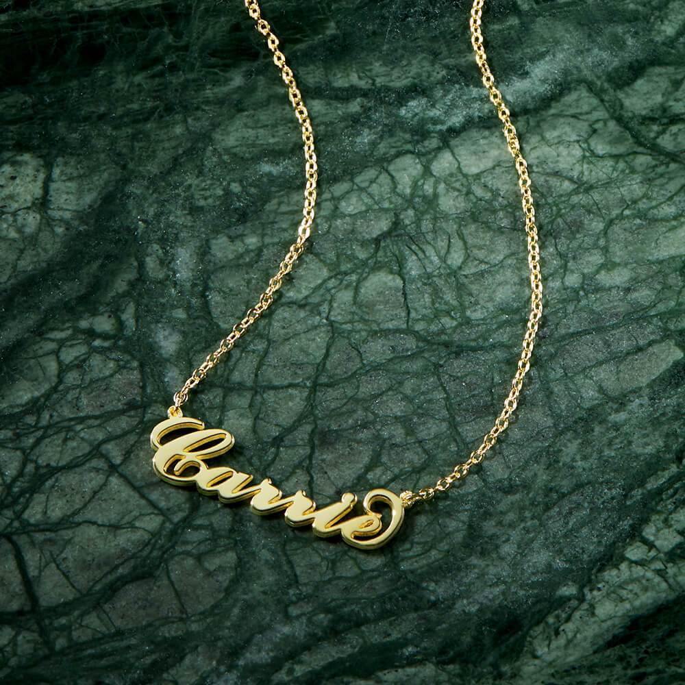 Carrie Style Name Necklace Black Gold Plated Silver - soufeelmy