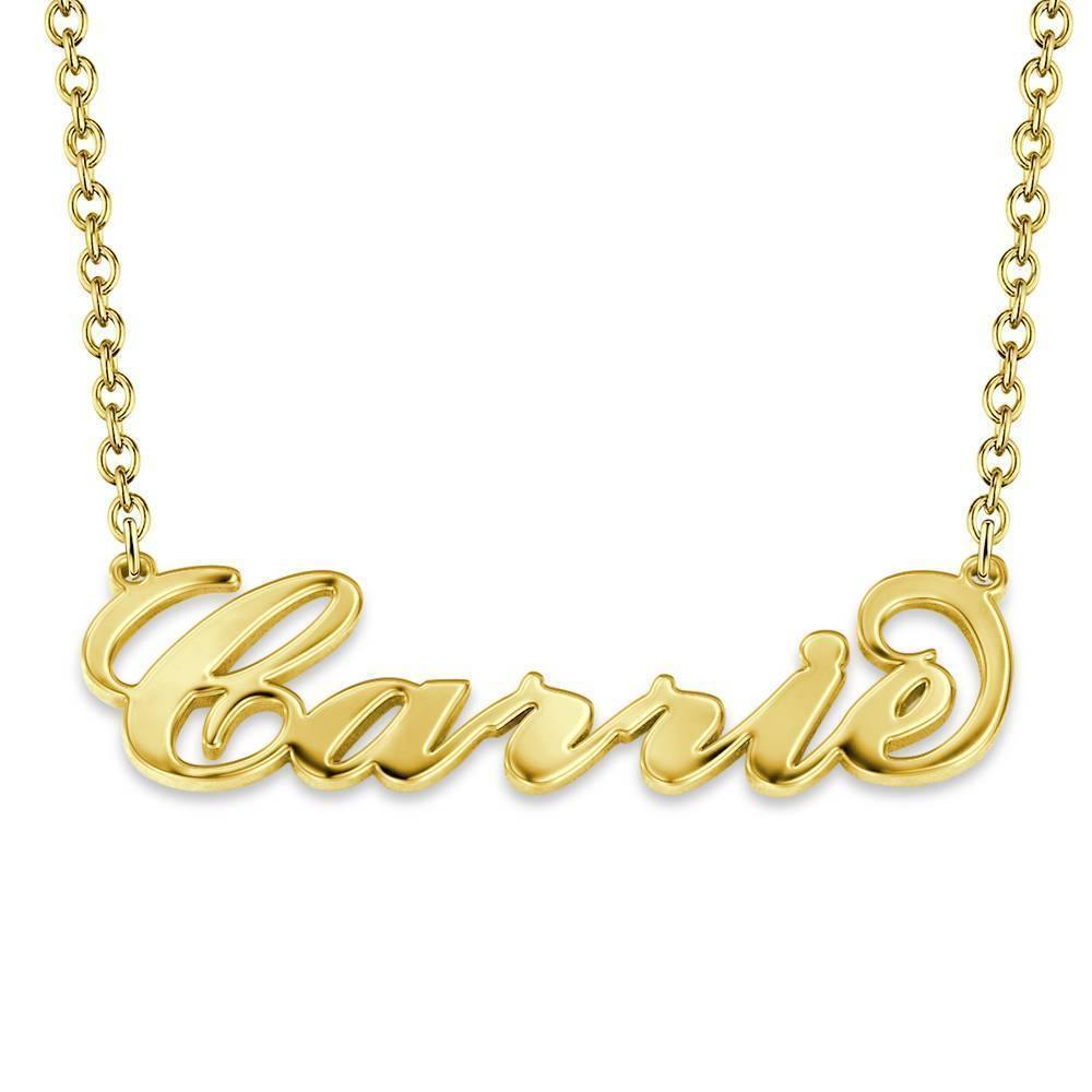 Carrie Style Name Necklace Black Gold Plated Silver - soufeelmy