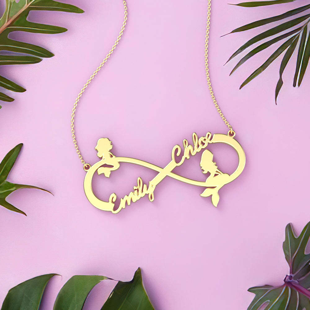 Custom Name Necklace Mermaid Infinity Symbol Necklace -