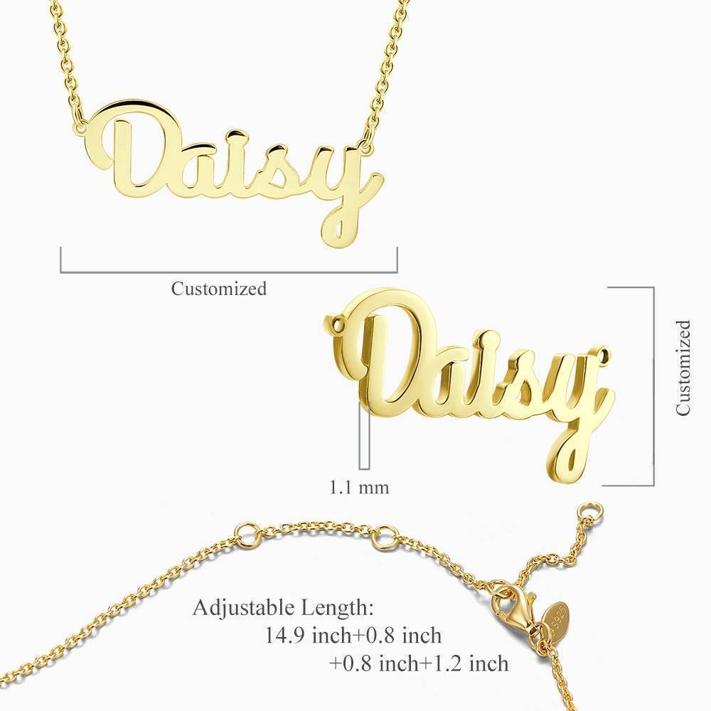 Personalized Name Necklace Gold Plated Silver - 