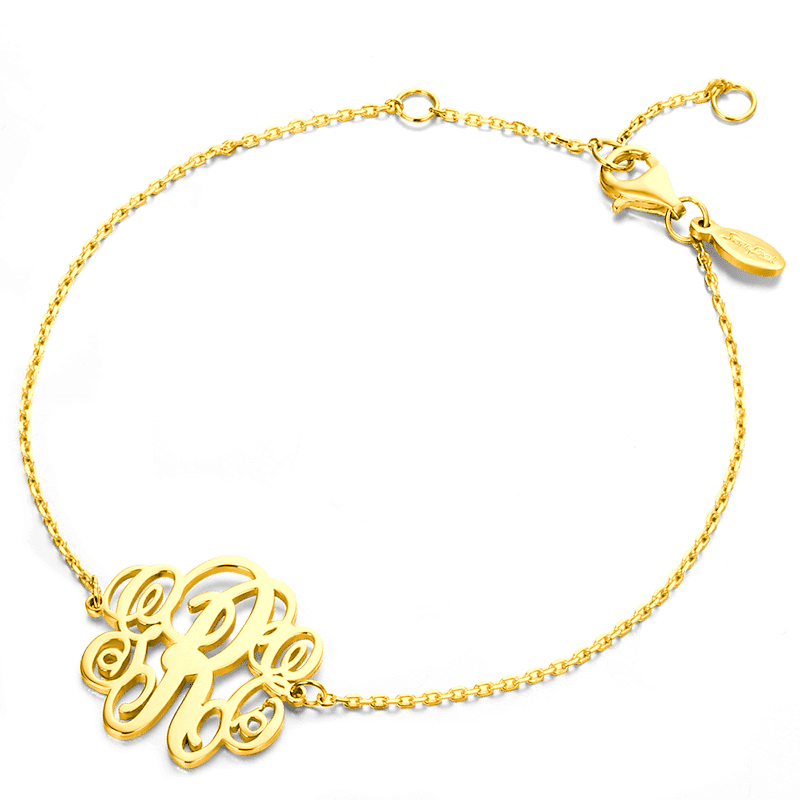 Monogram Bracelet Gold Plated Silver - Length Adjustable - soufeelus