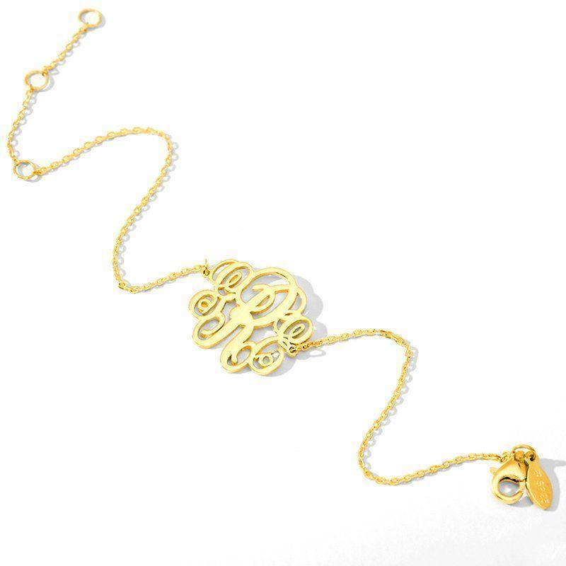 Monogram Bracelet Gold Plated Silver - Length Adjustable - soufeelus