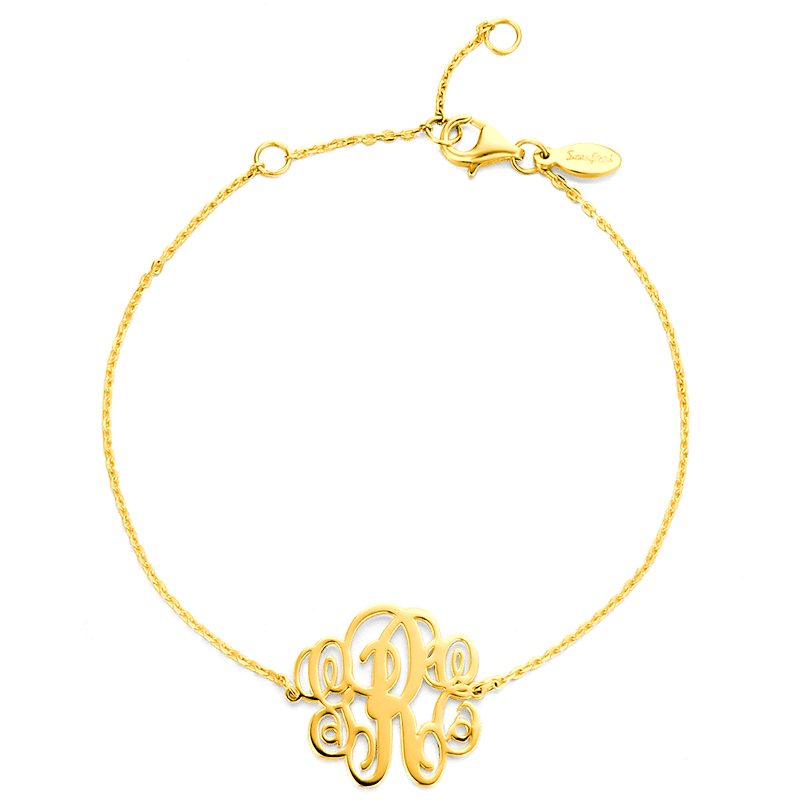 Monogram Bracelet Gold Plated Silver - Length Adjustable - soufeelus