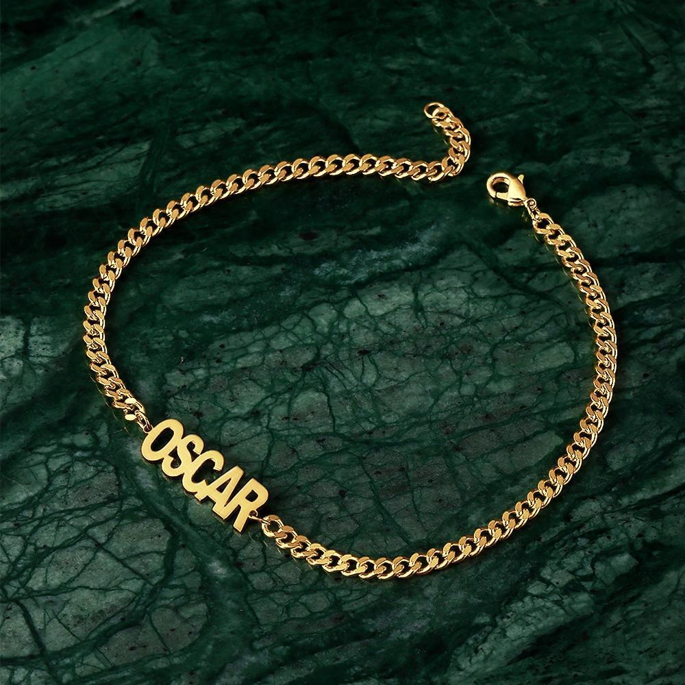 Men's Bracelet Custom Bracelet Engraved Bentcard Bracelet Gift Boyfriend - 14k Gold Plated - 