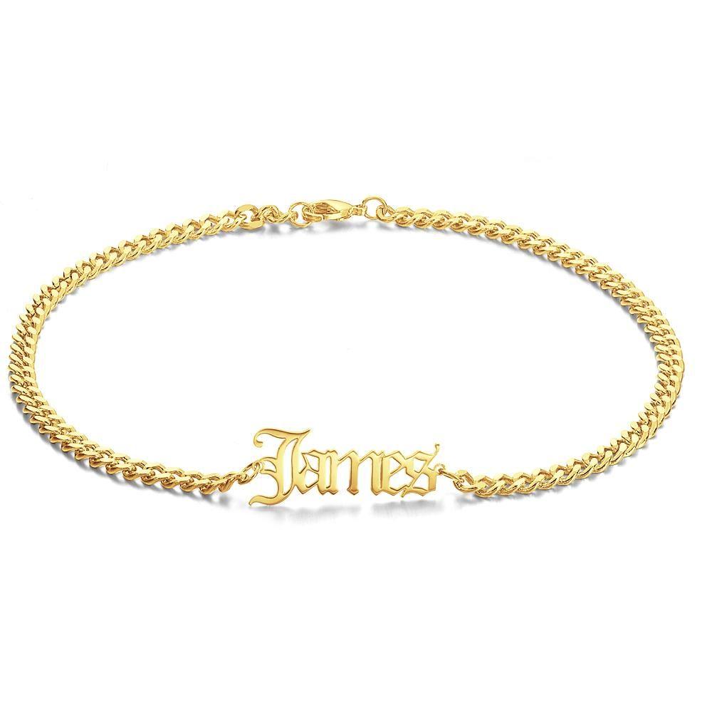 Custom Men’s Bracelet Dainty Name Bracelet Hypoallergenic Gift for Boyfriend - 14k Gold Plated - 