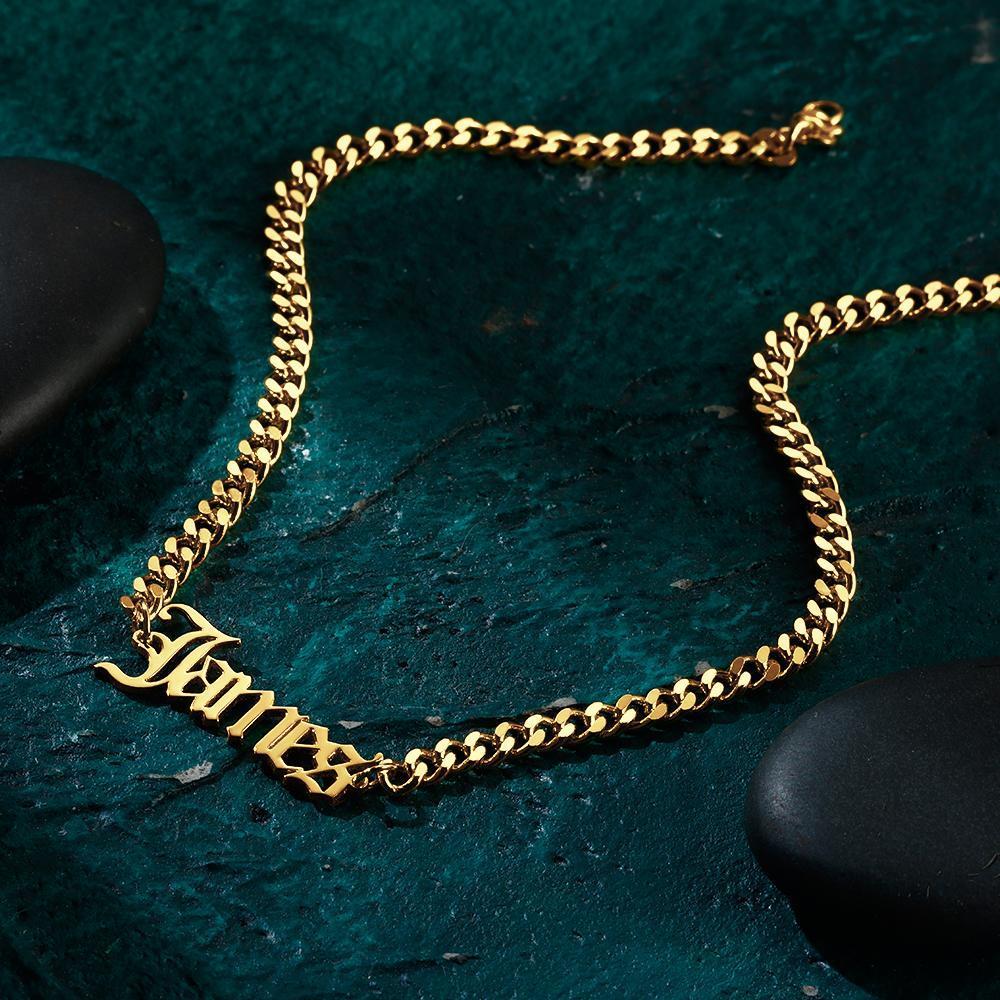 Custom Men's Bracelet Dainty Name Bracelet Hypoallergenic Gift for Boyfriend - 14k Gold Plated - 