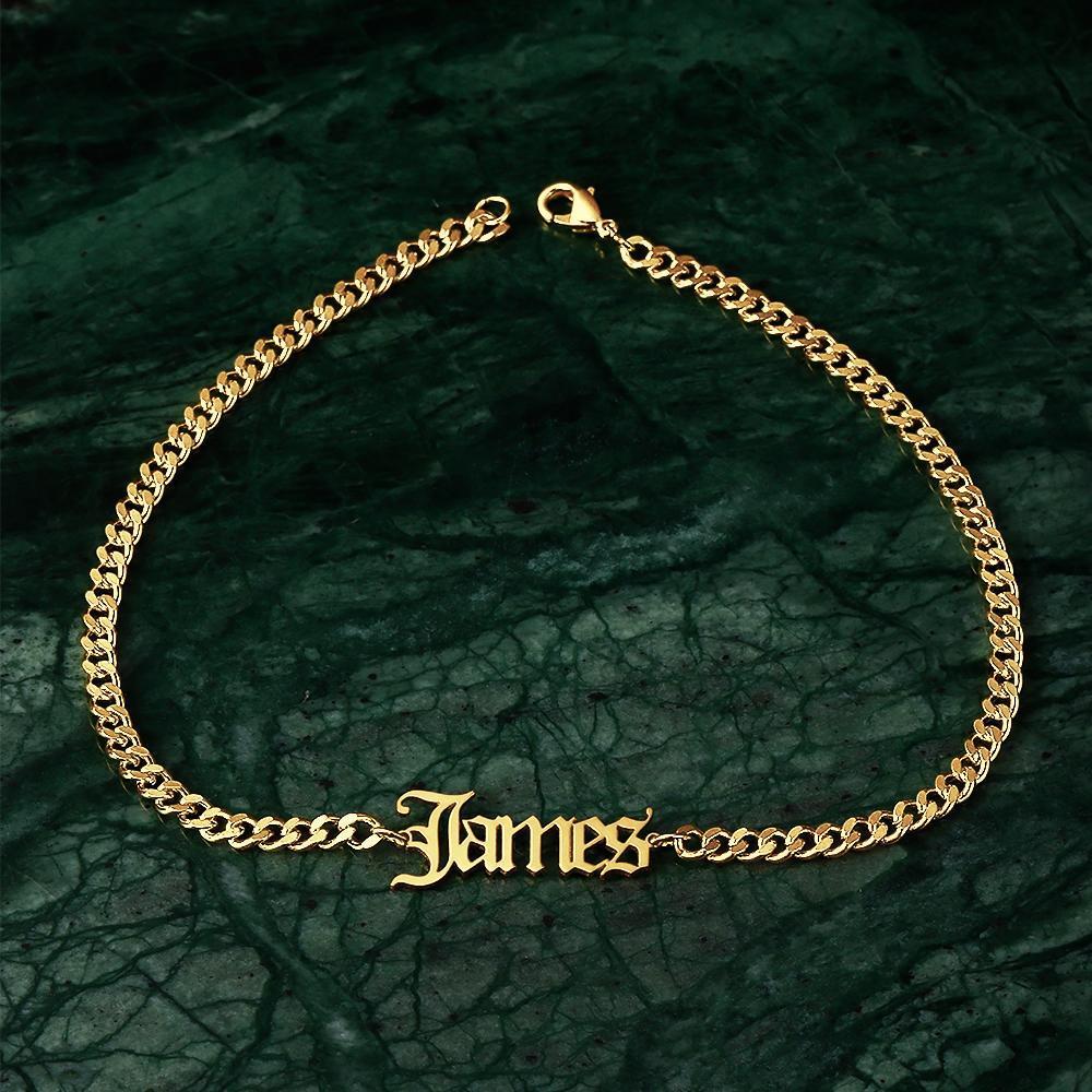 Custom Men’s Bracelet Dainty Name Bracelet Hypoallergenic Gift for Boyfriend - 14k Gold Plated - 